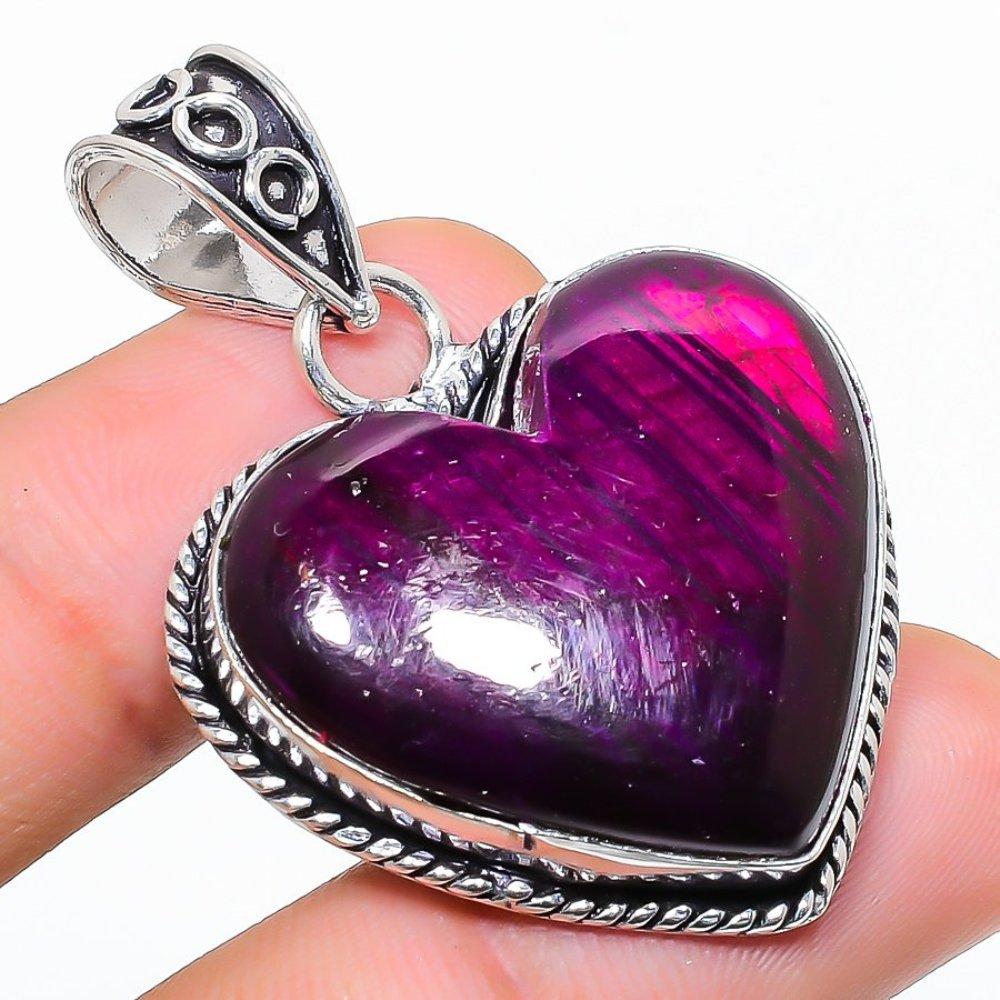 Natural Purple Labradorite Handmade 925 Sterling Silver Pendant 1.69" B8u80