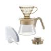 V60 Color Brew Hand Drip Set for Includes Glass Measuring 40 Paper and Recipe 1-2 Cups, Heat-Resistant Server, Spoon, Sheets, Book, Off-White