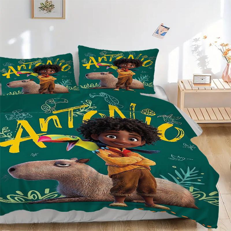 3pcs Encanto Antonio Madrigal & Capybara Bedding Set, Including 1 Quilt Cover and 2 Pillow Shams, Without Filling, Soft and Comfortable Home Bedroom