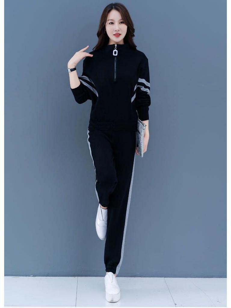 Women's Plus Size Stylish Hoodie Suit: Spring/Autumn Two-Piece Set, Loose & Slimming, Tummy Covering, Perfect for Running & Casual Wear