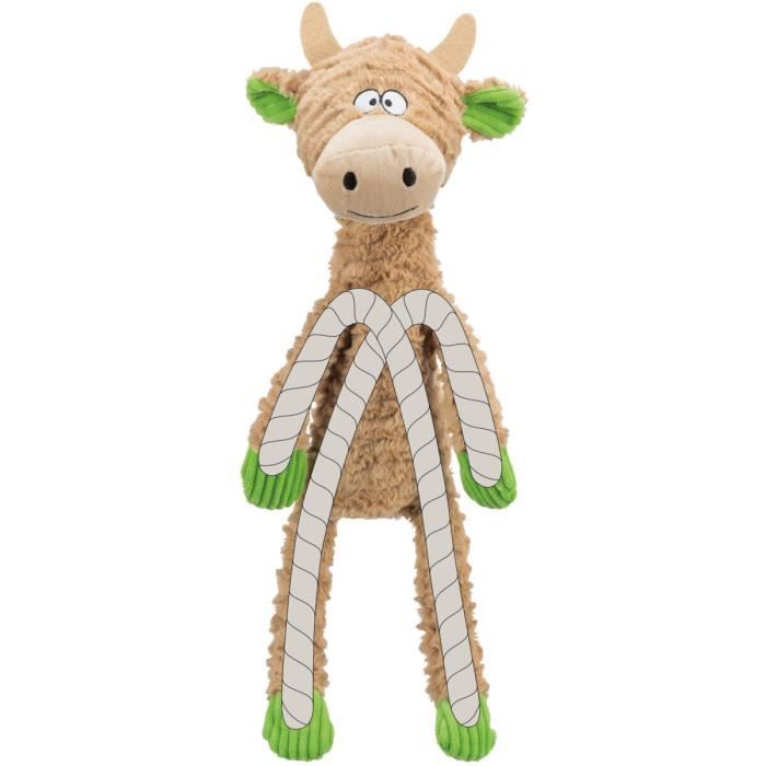 Jouet peluche pour chien - Trixie - Vache - Beige - Robuste - Avec son