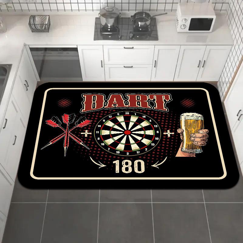 Felpudo Temático Dardos y Cerveza, Alfombra de Suelo Lavable Antideslizante para Interiores y Exteriores, Entrada, Cocina, Autocaravana y Decoración del Hogar