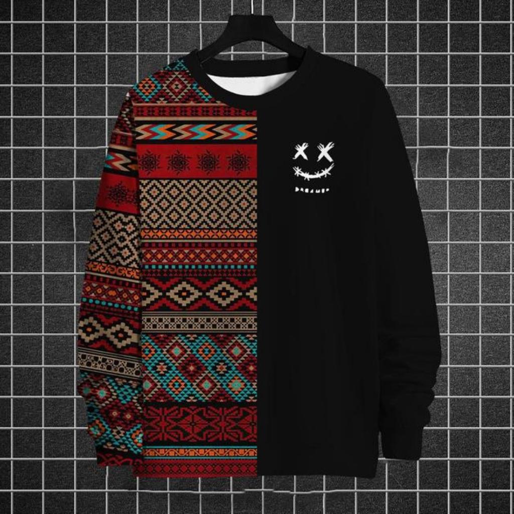 Funny Men's Sweatshirt Graphic Long Sleeve Tees Printing T-Shirts Autumn Casual Loose O-Neck Hoodies Oversized Men Clothing Tops