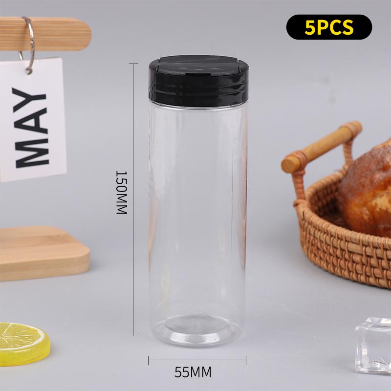 5/6 Pcs Durable Plastic Seasoning Jar, Portable Salt Cellar, Empty Pepper Shaker, Double Flip-Top Transparent Seasoning Jar