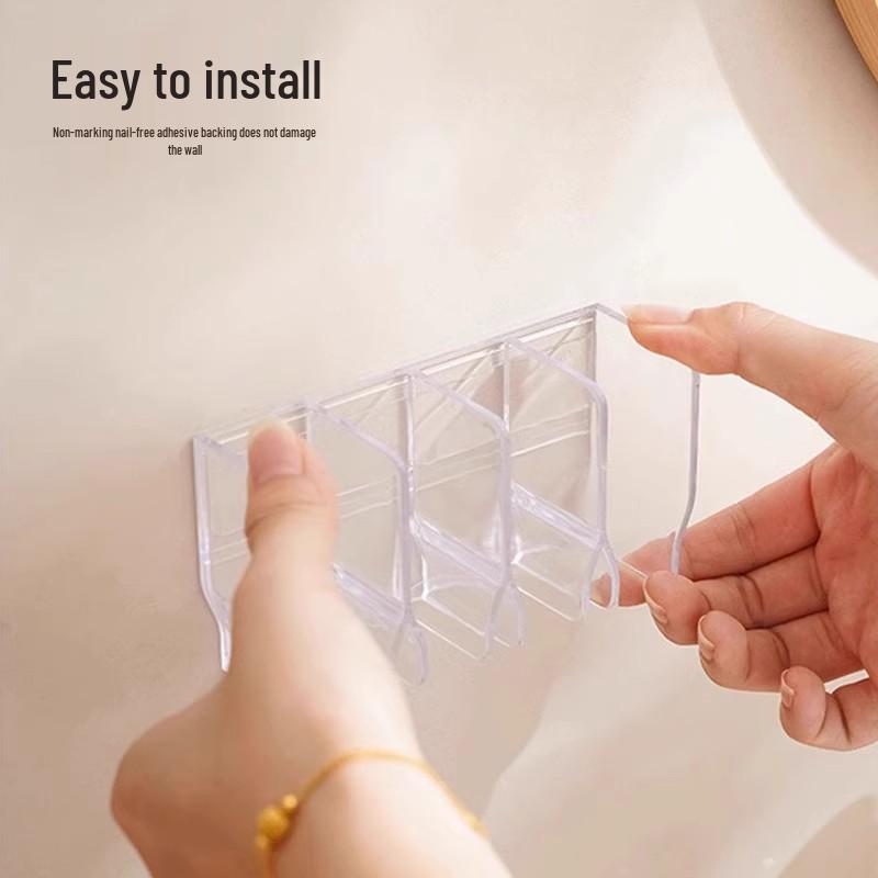 2-Pack Wall-Mounted Multifunctional Bathroom Storage Rack & Toothpaste Holder - No Drilling Required