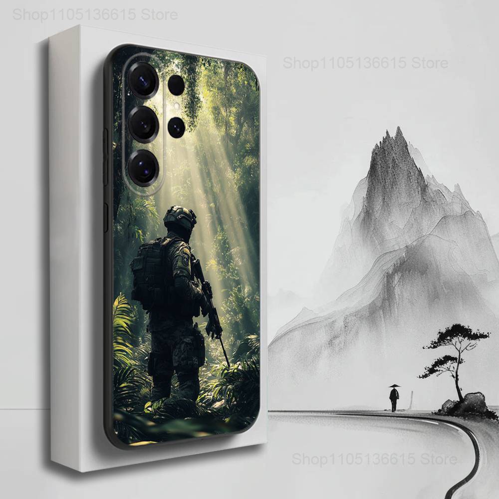 Cool Army Special Forces Case For Samsung S21,S20,S10,Plus,S9,S22,S25,Ultra,S24,S23,FE,Lite,Soft Silicone Black