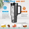 40 Oz / 1200 Ml Insulated Mug with Handle and Straw, Stainless Steel Tumbler with Spill-proof Lid for Hot or Cold Drinks