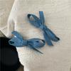 Personality Denim Blue Fabric Bow Barrettes a Pair of Hairclips Side Shredded Hair Bangs Clip Duckbill Clip