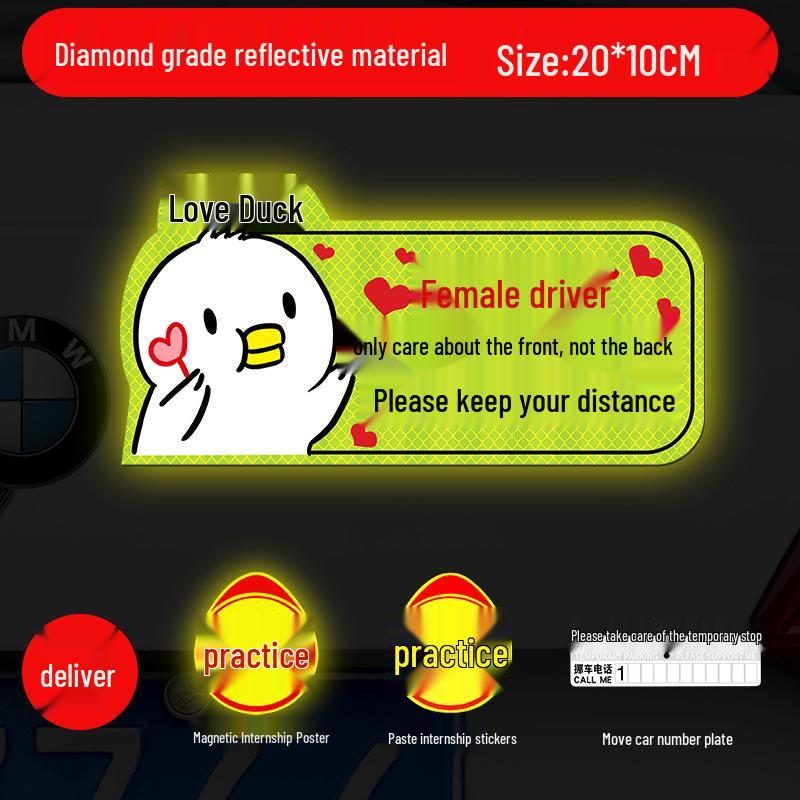 Magnetic Reflective Car Stickers for New Female Drivers