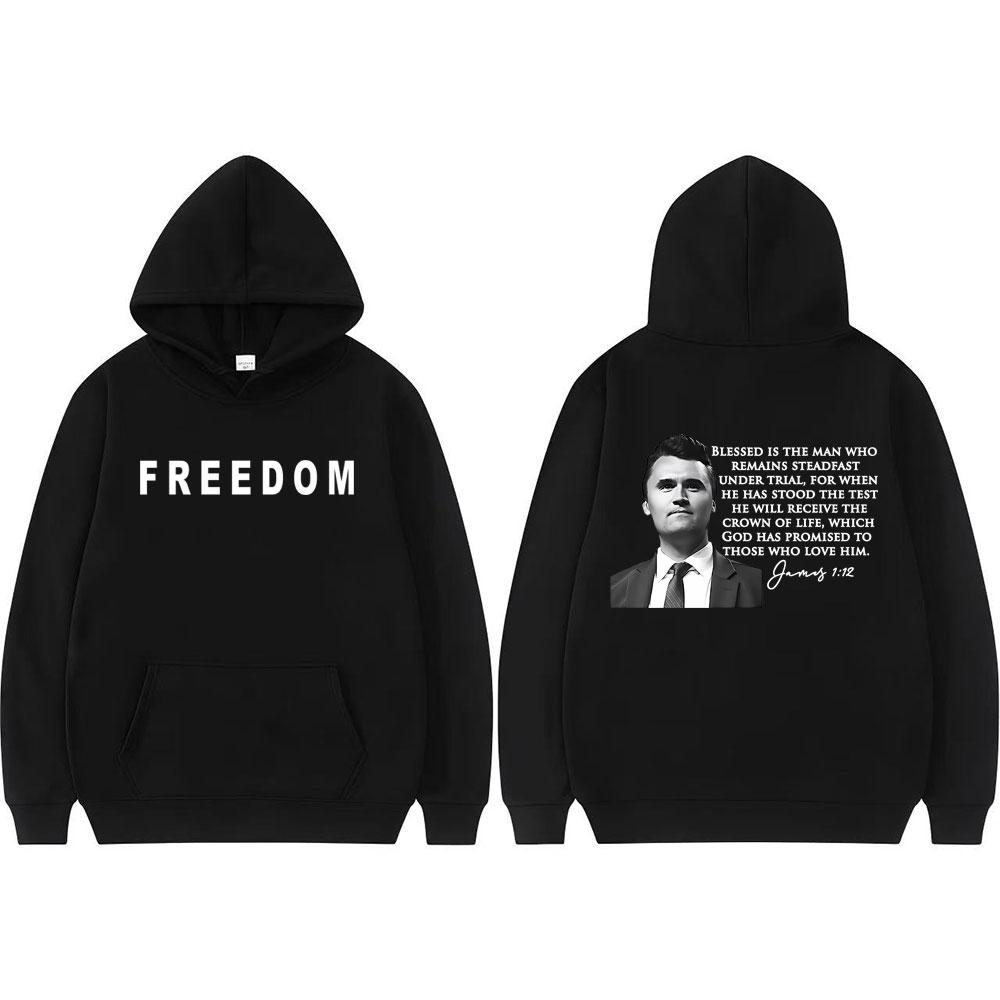 Pray for Charlie Kirk Freedom Graphic Sweatshirt Fashion 90s Vintage Harajuku Classic Pullovers Men Women Casual Comfort Hoodies