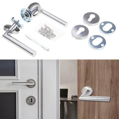 Set Maniglia a Leva per Porta Maniglia Rotonda con Design a Barra a T Angoli in Acciaio Maniglia per Porta per Porte Interne che Richiedono Sicurezza con Chiave