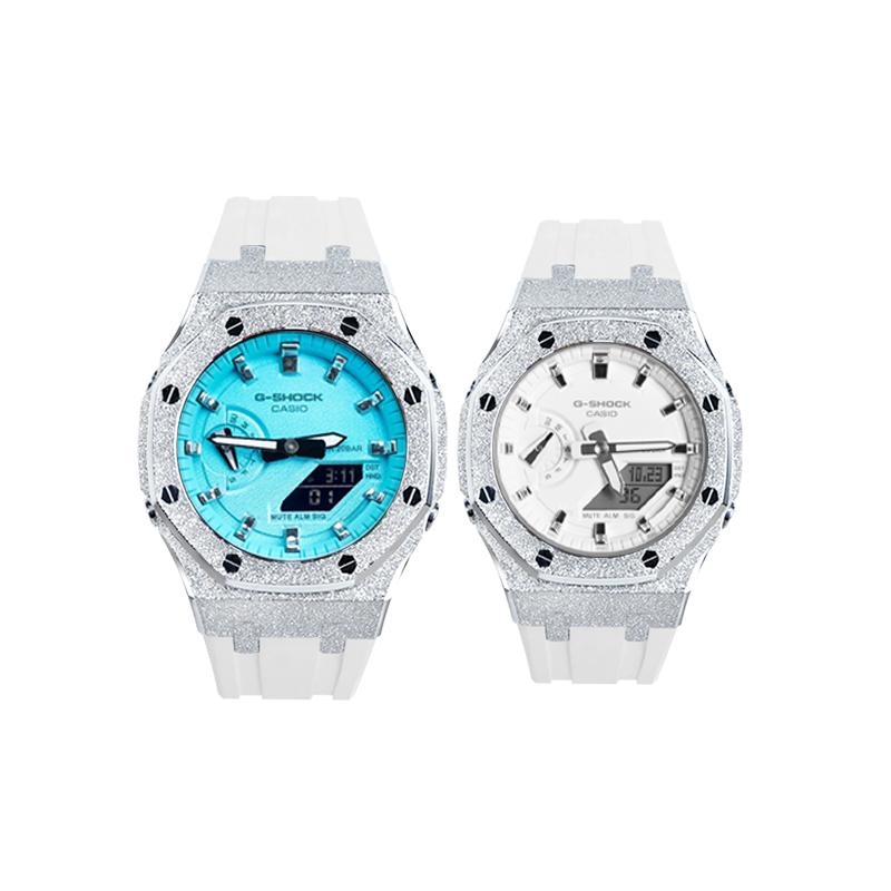 

CASIO Unisex Liquid Crystal,Analog Dual Display Series 48.5mm Blue Watch GA-2100-7A(Watch8--) Ocean Love Couple s