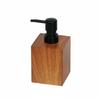 Walnut Texture Pump Bottle Long-Lasting Resin Refillable Shampoo Bottle Square Lotion Dispenser Elegant Design Bathroom