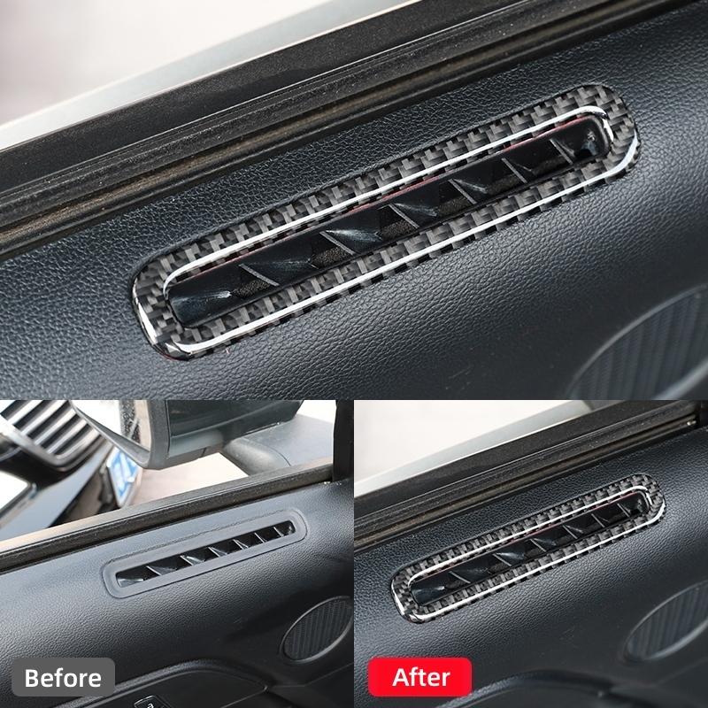 For Ford Mustang GT 2015- Car Accessories Carbon Fiber Auto Side Door Defogger Air Vent Outlet Frame Sticker Interior Trim