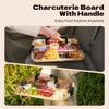 Transparent Bamboo Cheese Board Snap-On Lid Square Shape Wooden Cheese Board Divided Grid Stylish Charcuterie Board