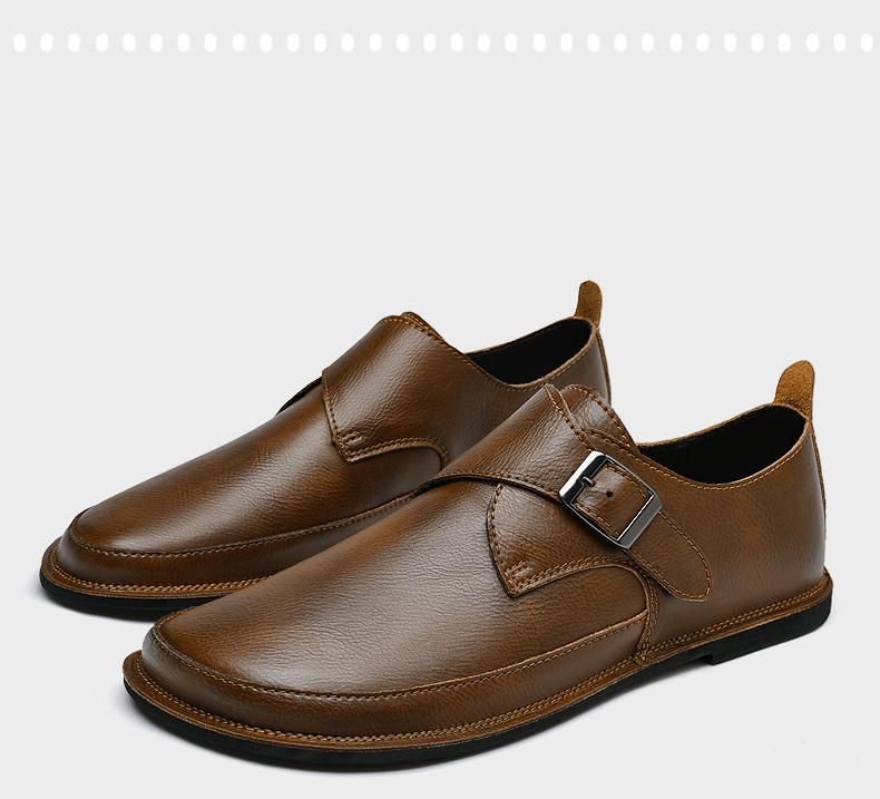 Fashion Genuine Leather Men's Slip on Footwear Cowhide Casual Shoes Handmade Business Loafers Comfy British Style Walking Shoes