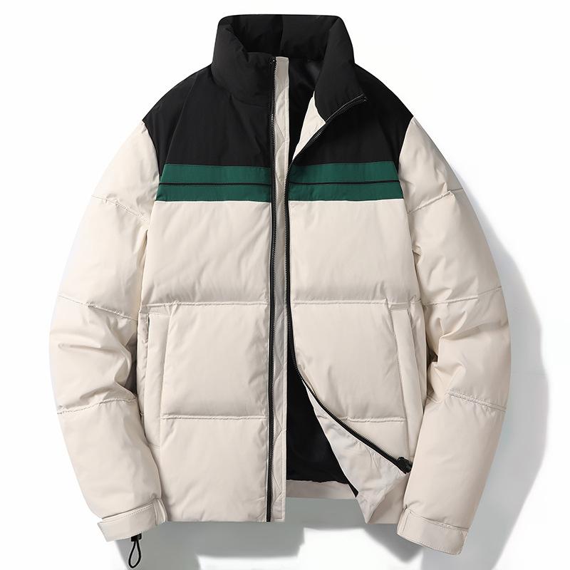 

Пуховик мужской с воротником-стойкой, белый утиный пух, куртка легкая зимняя контрастная короткая спортивная повседневная куртка XXXL