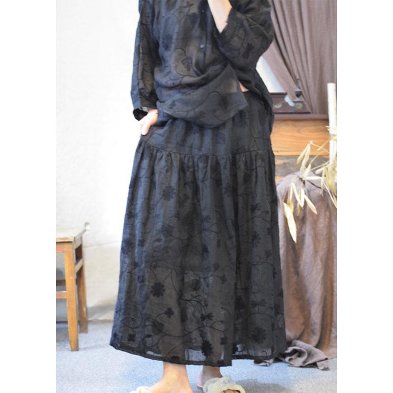 

Юбка Johnature Woman Spring Niche Mesh Back с вышивкой в китайском стиле, однотонная винтажная юбка One Size чёрный