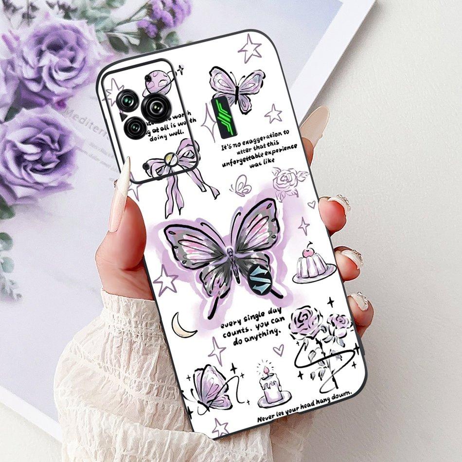 Per Xiaomi Black Shark 5 Pro Shark5 Custodia per Telefono Black Shark 5 5Pro Elegante Floreale Gatto Dipinto Morbido Silicone TPU Custodie