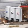 JPHZNB 3-Compartment Stainless Steel Foot Pedal Recycling Bin