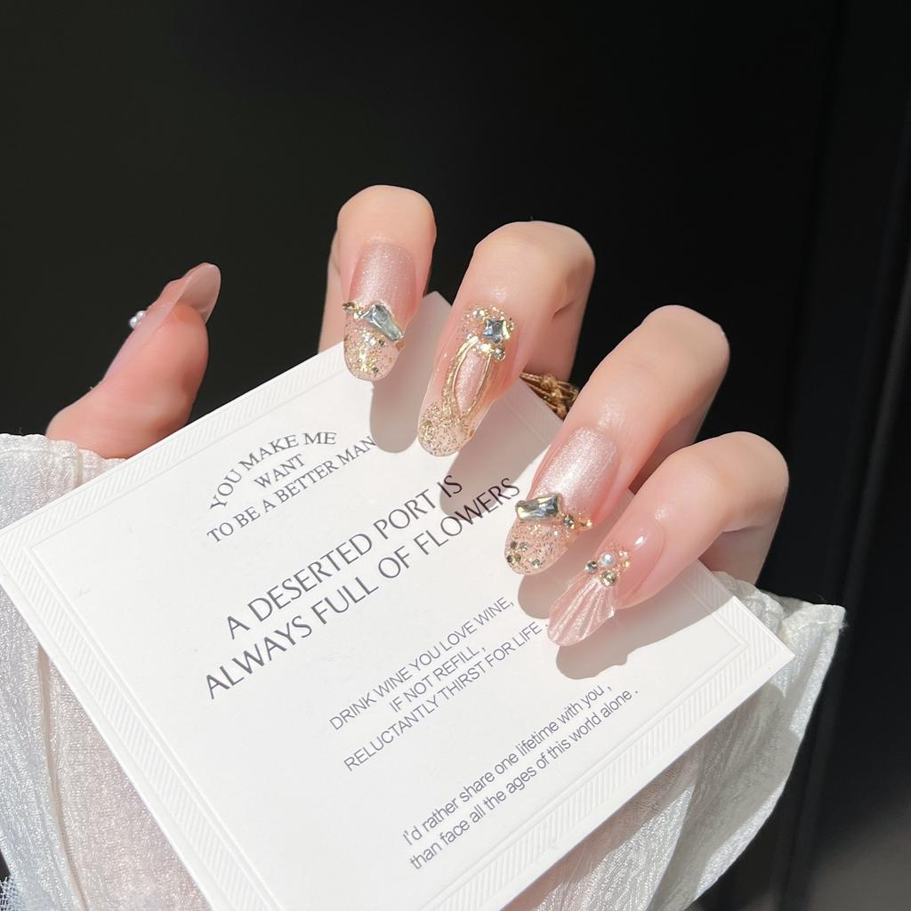 Cat's Eye Wearing Nail Pure Hand-made Nail Piece Fake Nail Wearing Nail Piece Advanced Sense Thin Dog Long