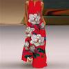 Red Tulip Flower Dress Travel Photo Stage Show Tall V-neck Dress Summer Thin Skirt