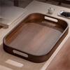 Polished Walnut Tea Tray Hollowed-out Handle Breakfast Serving Tray Tea Serving Plate  Desserts