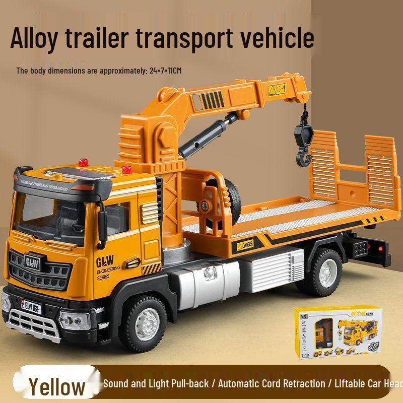 Extra-Large Alloy Toy Trailer: Engineering Vehicle & Car Carrier Set for Kids