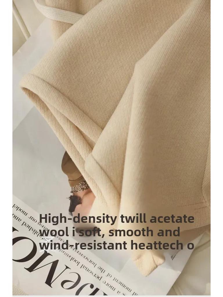 High-Waist Elastic Tweed Wool Pants - Autumn/Winter Women's Wide-Leg Straight Cut with Soft Drape