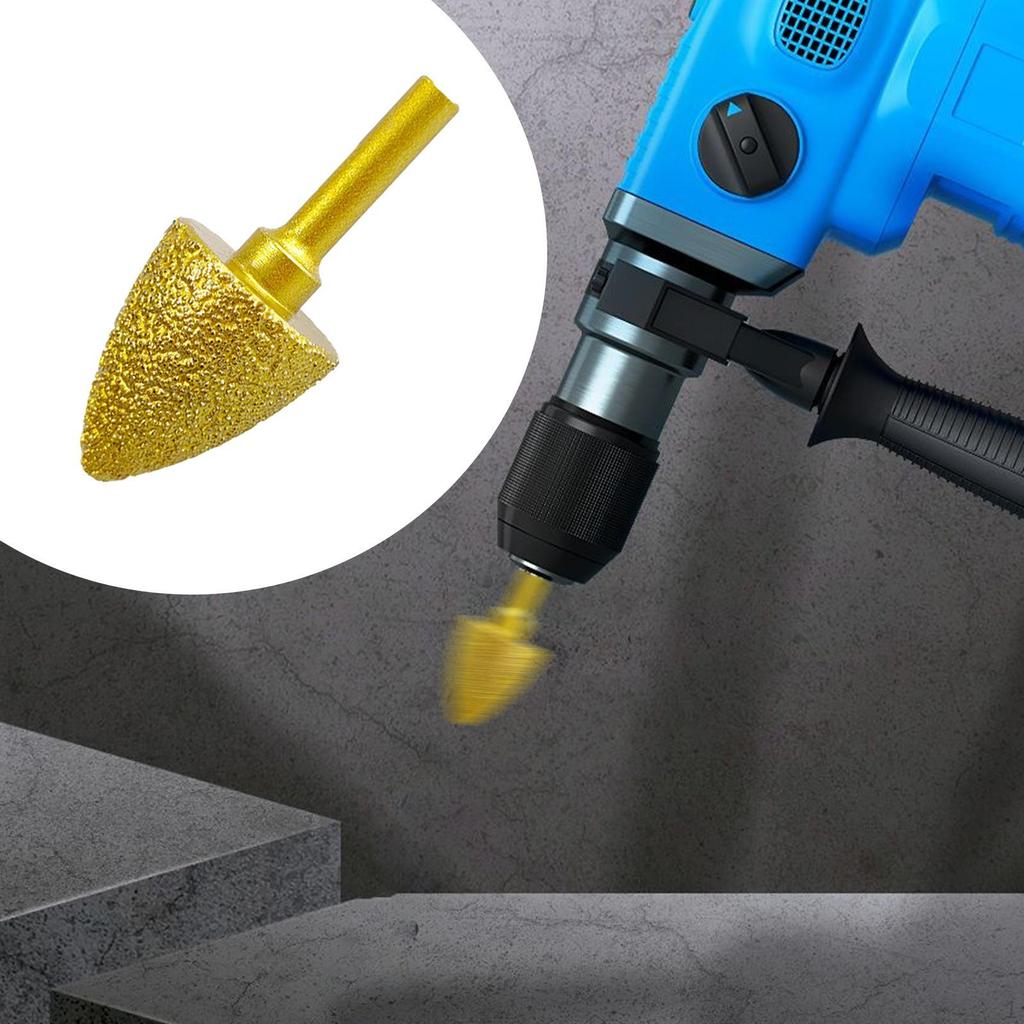 Diamant-Schleifkopf-Burr, 6 mm Schaft, Drehwerkzeug, Stiftspitze für DIY-Steinschnitzerei