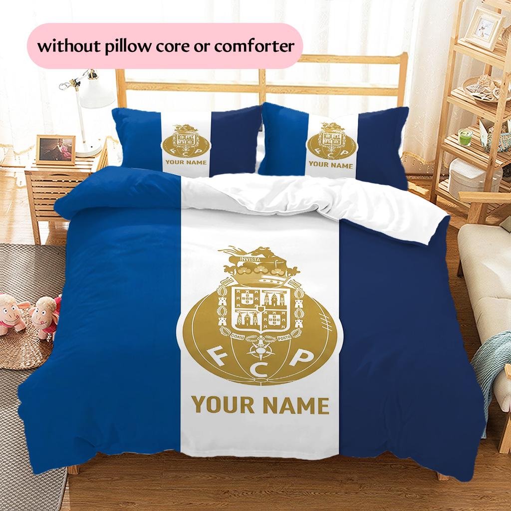 Custom Name Futebol Clube do Porto2 Pattern Bedding Quilt Set  Home Decoration  Gift (1 * duvet cover + 2 * pillowcase  without core)