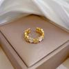 Real Gold Pentagram Micro-Inlaid Ring Women'S Opening Adjustable Ring Jewelry Douyin Same Jewelry