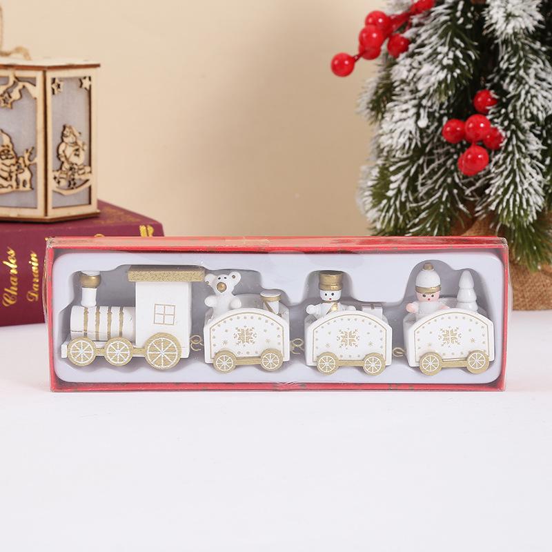 Painted Wooden Christmas Train Ornament - Solid Wood Children's Toy