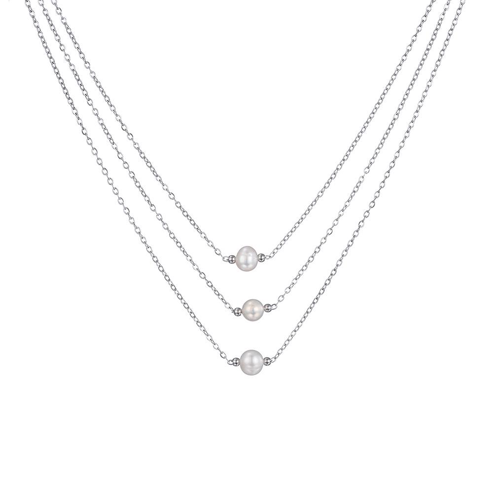 Elegant Three-Layer Freshwater Pearl Necklace - Women’s French Style Jewelry