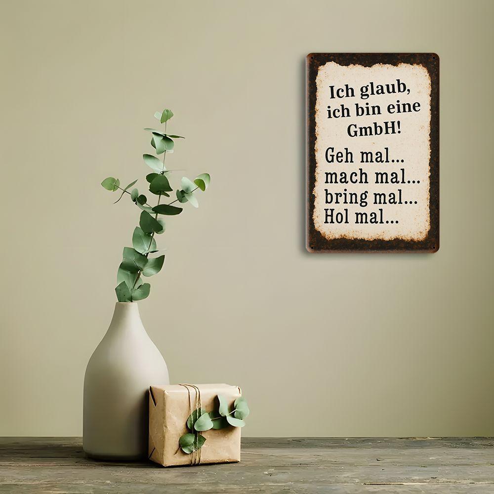 "GmbH" German Humor Sign - 20.32x30.48cm Vintage Metal Decor for Office & Bar