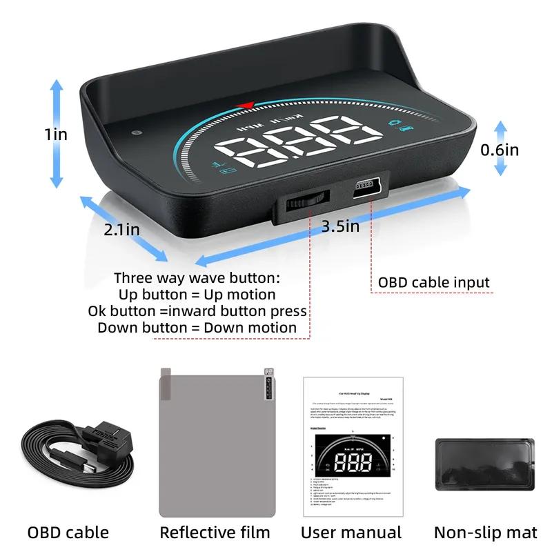 M8 OBD HUD Projector Display Car Head-Up Display Speedometer 5 Alarm Overspeed Voltage Warning Electronic Car Electronics Parts