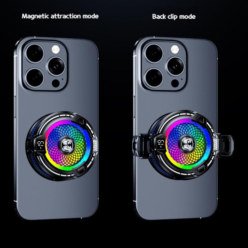 FS18 AI Mobile Cooler 30W Magnetic Back-clip Ice Cooling Radiator Digital Display RGB Light Gaming Cooler Temperature Control