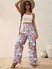 Spring Women's Fashionable Long Pants with Print Casual Elegance High-Waisted Straight-Leg Pants Wide-Leg Pants