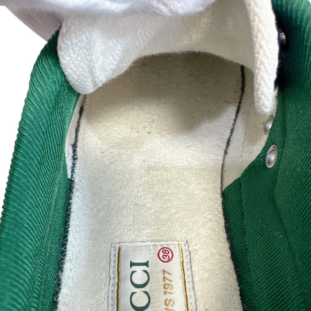 Gucci 606110 GG płótno skóra Tenisowe 1977 sneakersy Zielona skóra Używane