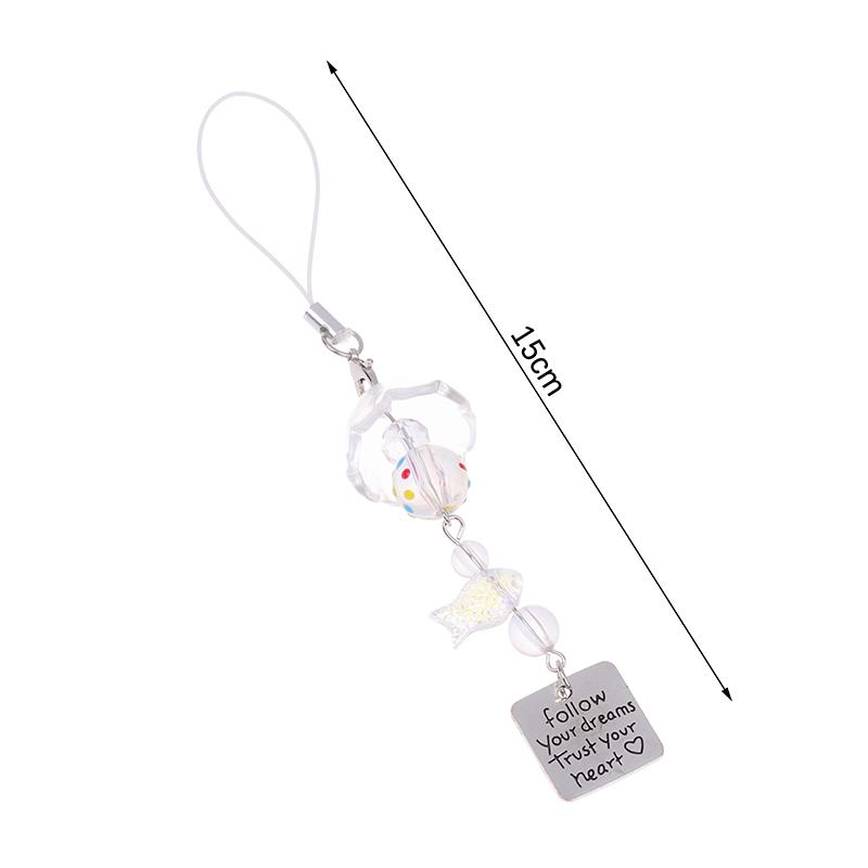 Transparent Keychain Cute Goldfish Wind Chime Pendant Keyring Phone Lanyard Kawaii Bag Decorative Accessories Home Decorations