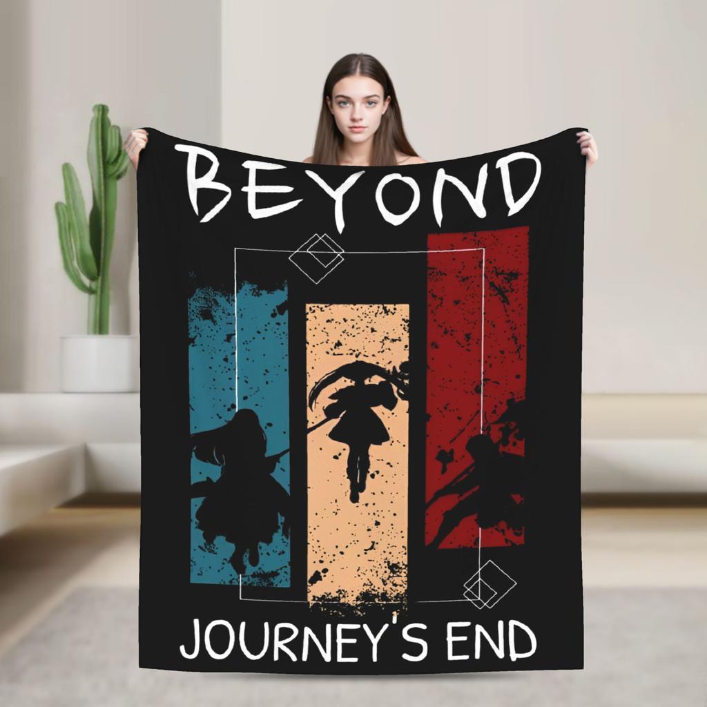 Frieren Beyond Journey's End Blankets Flannel Print Full Character Multi-function Lightweight Throw Blankets Bedspreads Quilt