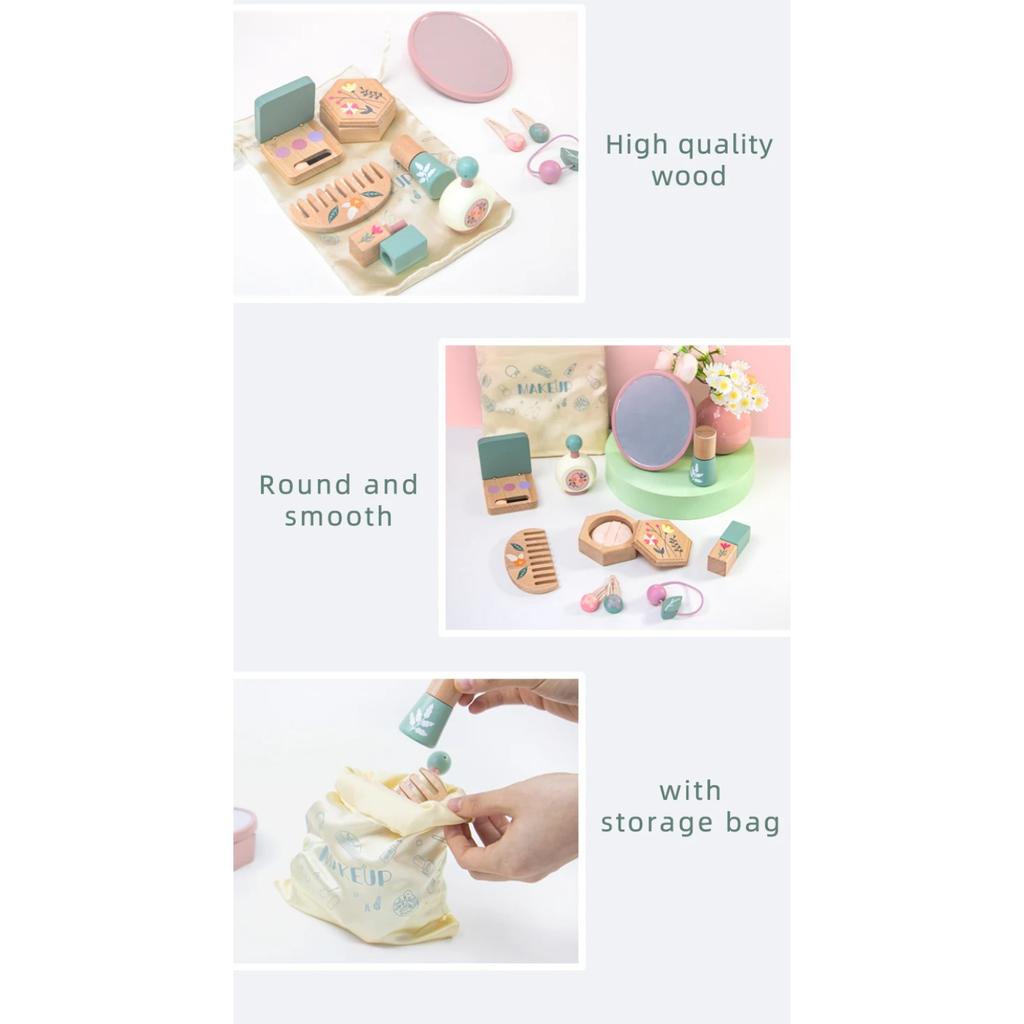 Houten Doe-Alsof Make-up Speelgoed Simulatie Make-up Set Meisjes Make-up Kaptafel Cosmetica Speelgoed Verjaardagscadeaus voor Kinderen