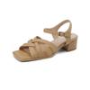 Sommer Damen Sandalen mit breiten Riemen lässige Damen Sandalen mit hohen Absätzen einfarbig Gummi weiche Sohle neu große Größe Schnalle Damenschuhe
