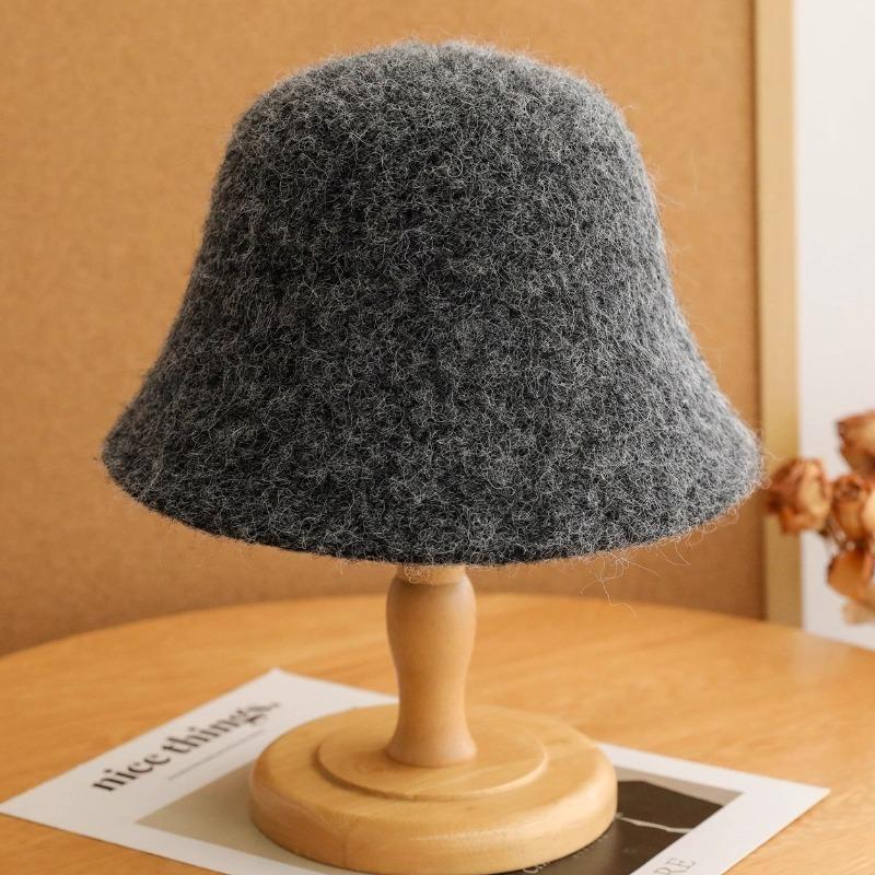 Ins Fashion Ladies Fluffy Panama Korea Designer M Wool Warm Bucket Hat For Women Fashion Fisherman Winter Hats Cap