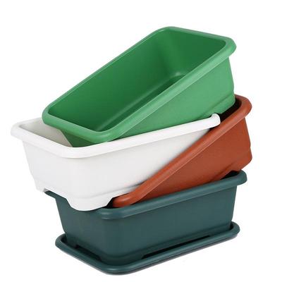 Vegetable Planter Shatterproof Impact Resistance Drain Hole Design Rectangular Flower Pot Windowsill Planter Box Garden Supplies