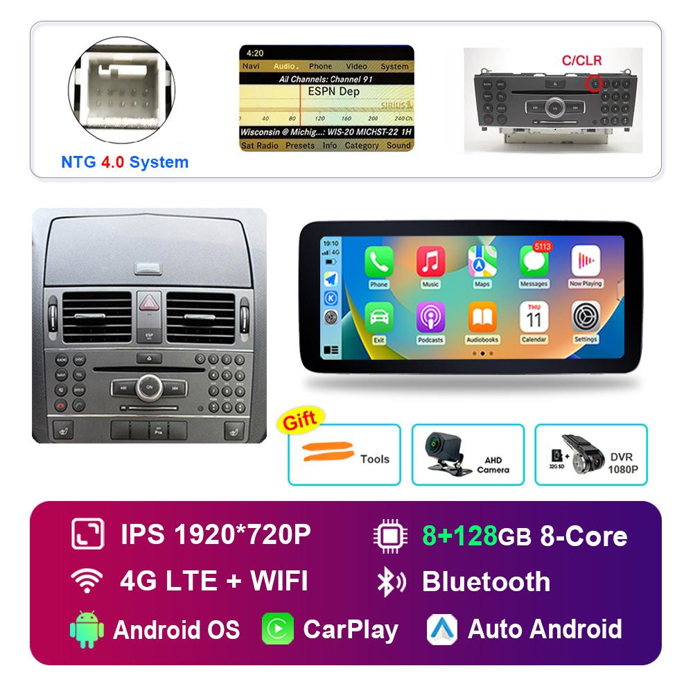 Ecran Tactil HD de 12,3 inch pentru Mercedes Benz C W204 2007 - 2010 Sistem NTG 4.0 Radio Auto Android Player Multimedia GPS 4G WiFi
