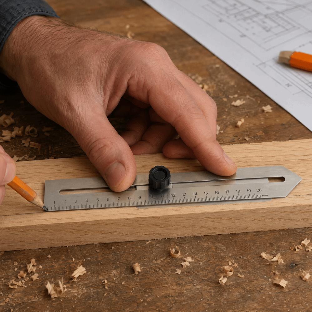 Slide Stop Sliding Line Ruler Stainless Steel Marking Gauge Tool  For Woodworking