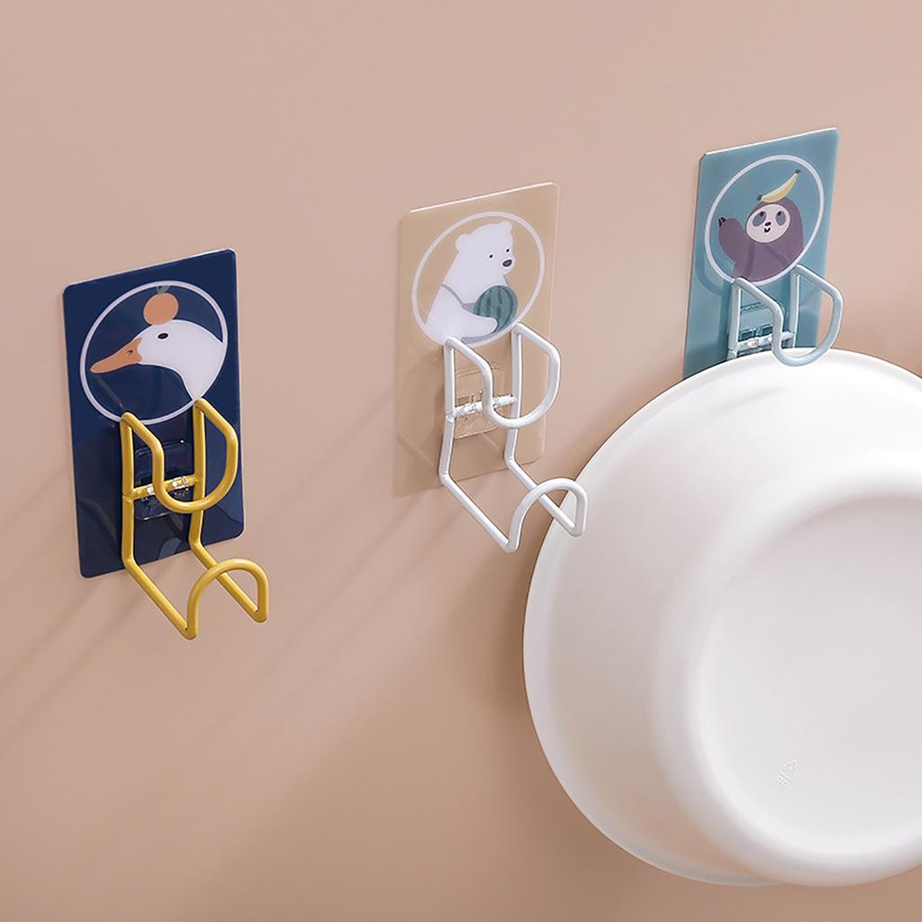 Cute Hooks Wall Mounted 360 Degrees  Rotating Hook Orderly Storage Strong Stickiness Towel Rack for Bathroom Kitchen