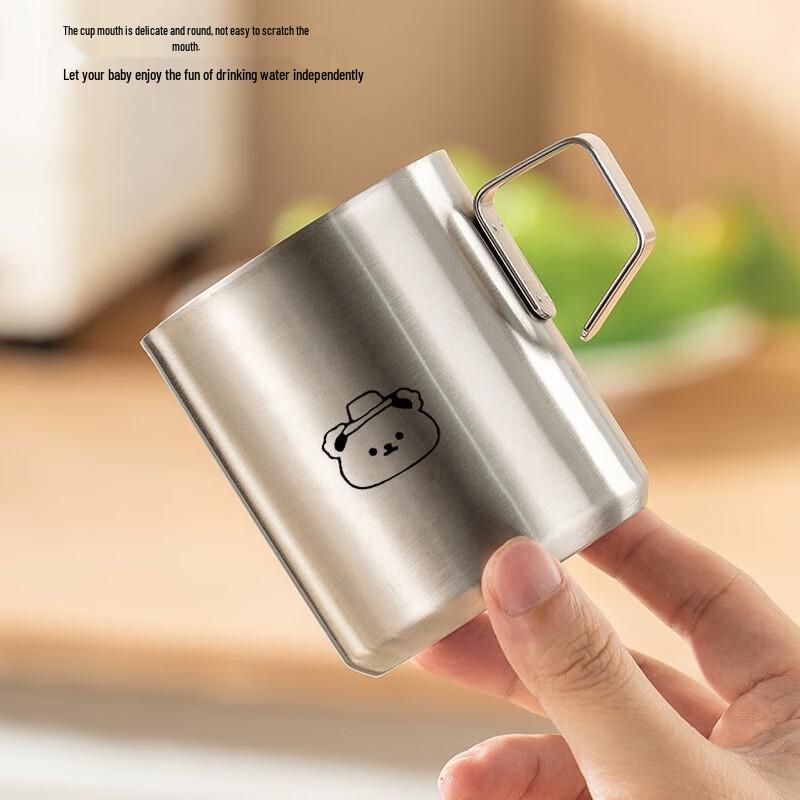 Fuxing Stainless Steel Double-Layer Cartoon Milk/Coffee Cups (2-Pack)