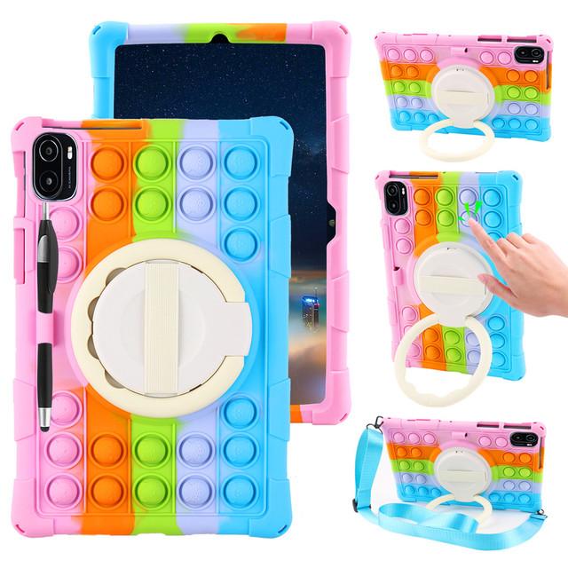 For Xiaomi Mi Pad 5 6 Pro Case Soft Bubble Silicon Kids Handle Cover For MiPad 5 Pro 2021 11 Inch Tablet Stand Case Shoulder Strap